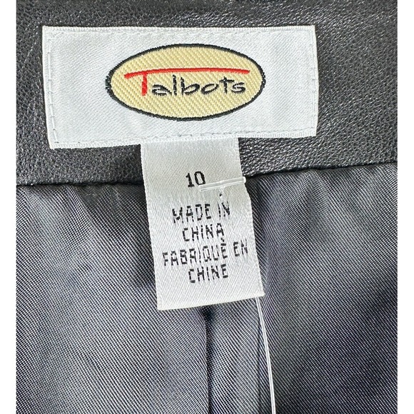 Talbots Leather Vest Sz 10 Women's Lined Black NWT Org $198 Quiet Luxury Edgy - Picture 5 of 8